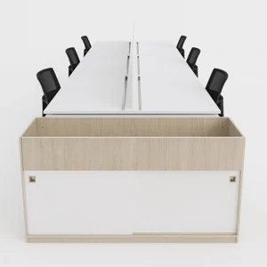 Isla Recta de 10 Puestos con Matera/Biblioteca Pantalla de Cristal Frontal