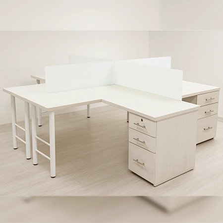 Isla Tipo L de 4 Puestos con Archivo