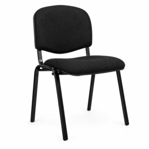 Silla Iso Eco negra con asiento y respaldo tapizados, sin brazos.